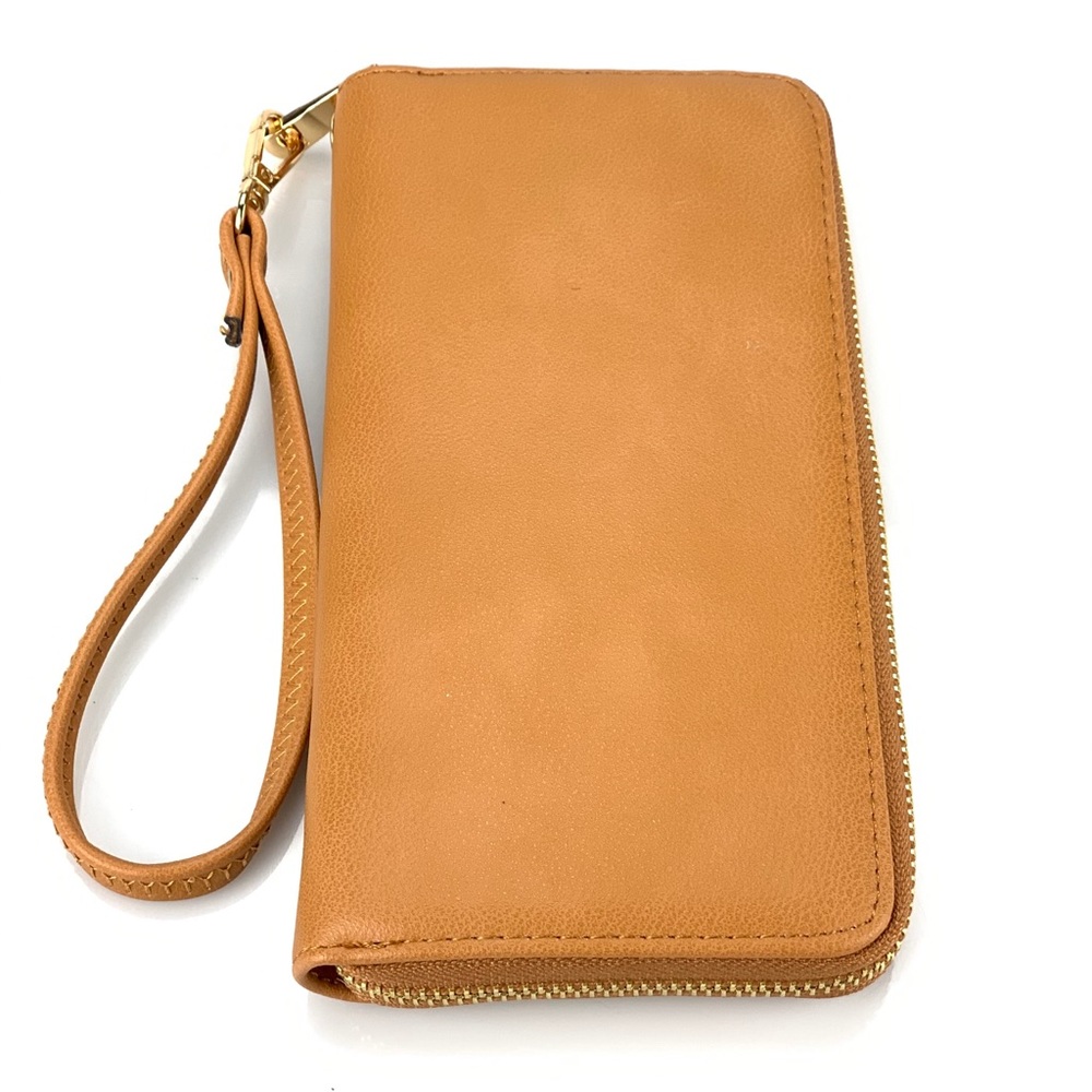 NÉW Brown Textured Wallet Wristlet Single Zipper